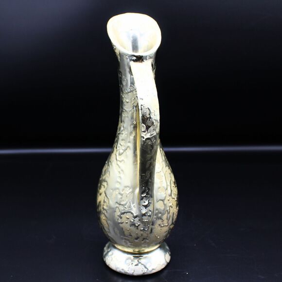 Vintage Weeping Gold Bud Vase Ceramic Ewer Pitcher Gold Drip Glaze MCM Decor - Picture 2 of 7